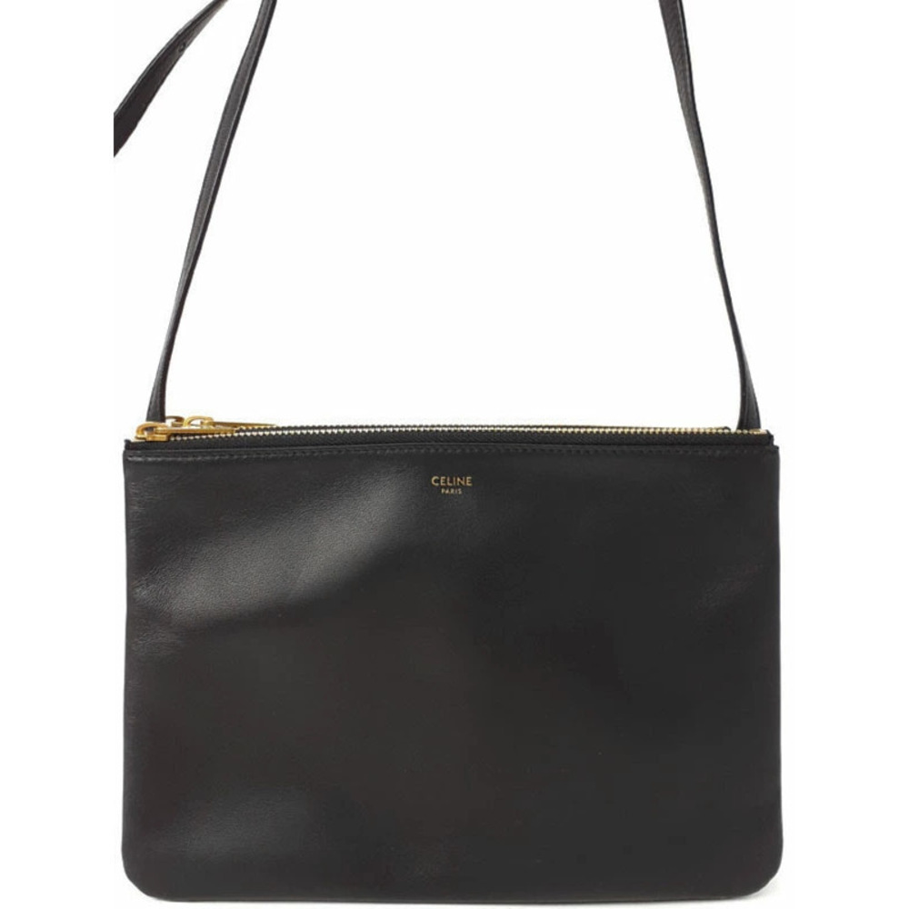 Celine Trio Leather Crossbody Bag Black